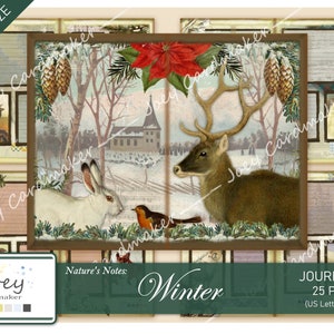 Notes de la nature : Hiver - Kit de journal numérique vintage - VERSION LETTRE AMÉRICAINE