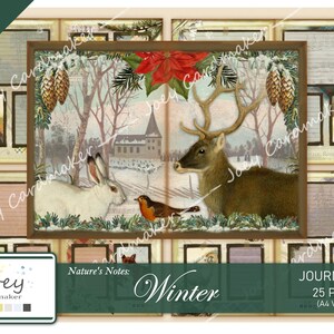Notes de la nature : Hiver - Kit de journal numérique vintage - VERSION A4