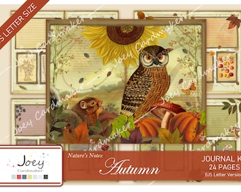 Nature's Notes: Autumn - Vintage Digital Journal Kit – US LETTER VERSION