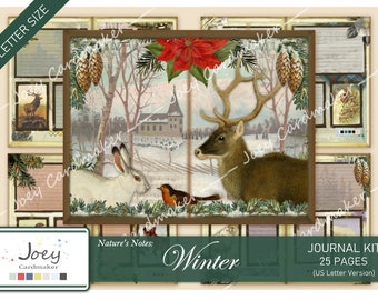 Nature's Notes: Winter - Vintage Digital Journal Kit – US LETTER VERSION