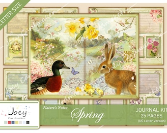 Nature's Notes: Spring - Vintage Digital Journal Kit – US LETTER VERSION