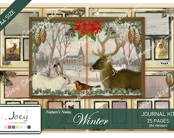 Nature's Notes: Winter - Vintage Digital Journal Kit – A4 VERSION