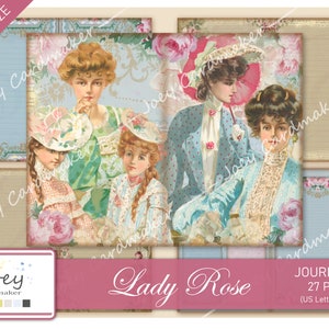 Lady Rose, kit de diario digital vintage – VERSIÓN CARTA DE EE. UU.