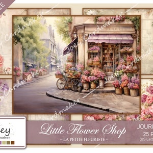 Little Flower Shop - Kit de diario digital con diseño floral vintage (versión carta estadounidense)
