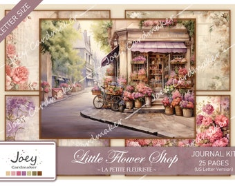 Little Flower Shop - Vintage floral digital journal kit  – US LETTER VERSION
