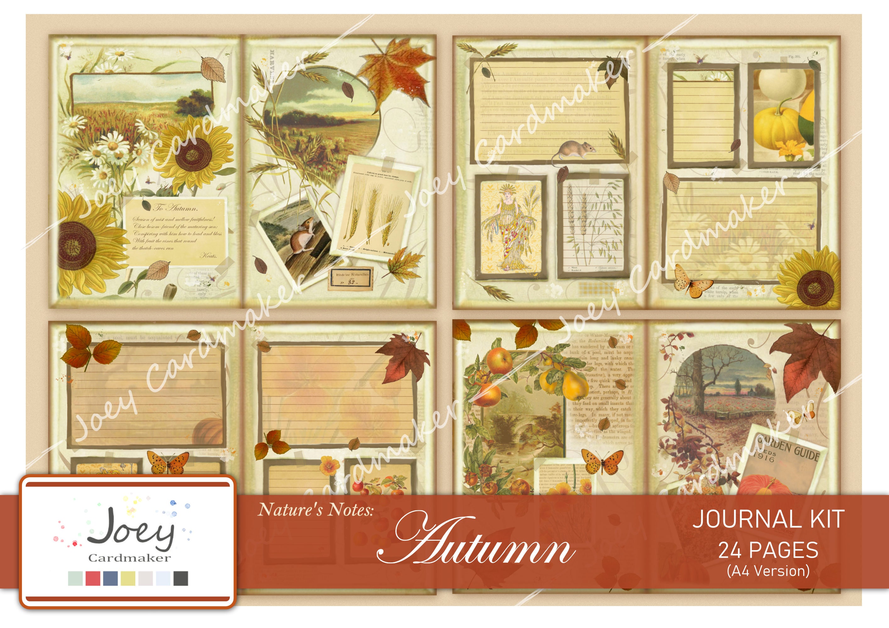 Nature's Notes: Autumn - Vintage Digital Journal Kit – A4 VERSION - Etsy