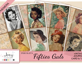 Portraits: Fifties Gals - Digital Retro Ephemera Kit