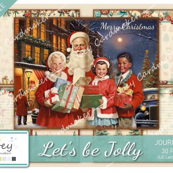 Let's be Jolly - Retro Christmas digital journal kit – US LETTER VERSION