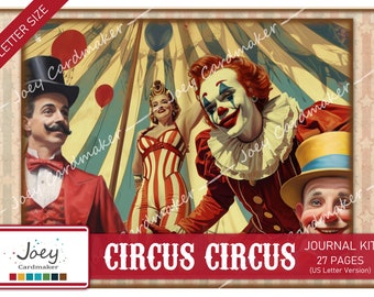 CIRCUS CIRCUS - Kit de journal numérique rétro - (format lettre 8,5 x 11 pouces)