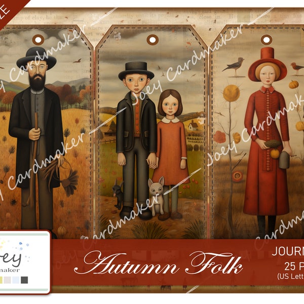 Autumn Folk - Digital Junk Journal Kit – US LETTER VERSION