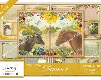 Nature's Notes: Summer - Vintage Digital Journal Kit – A4 VERSION