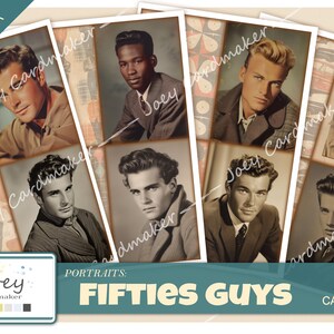 Retratos: Caras dos anos 50 - Kit Digital Retro Ephemera