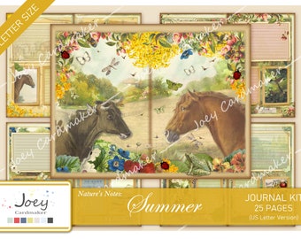 Nature's Notes: Summer - Vintage Digital Journal Kit – US LETTER VERSION