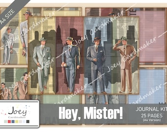 Hey, Mister! - Vintage Digital Journal Kit – A4 VERSION