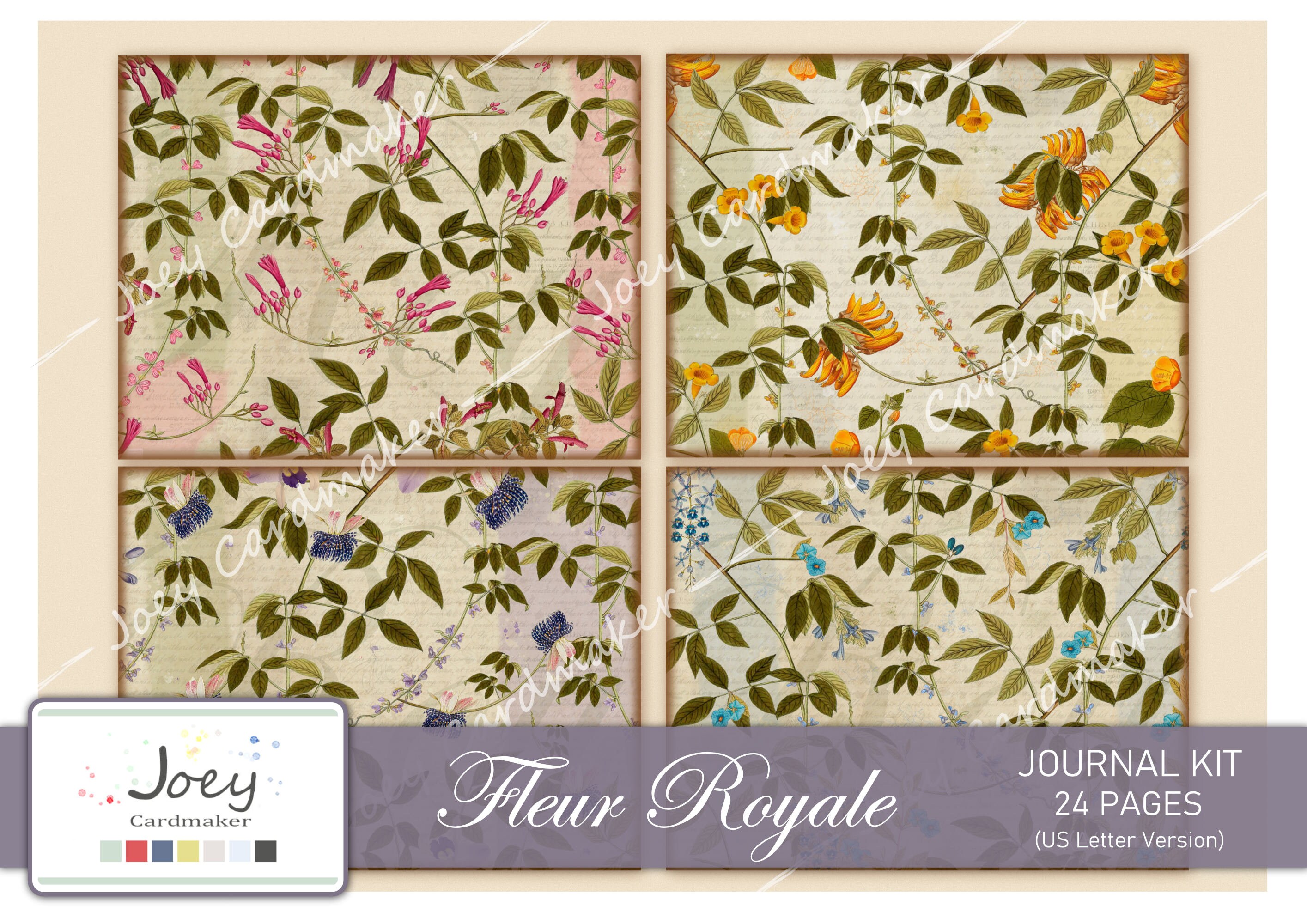 Fleur Royale Vintage Digital Journal Kit US LETTER VERSION - Etsy