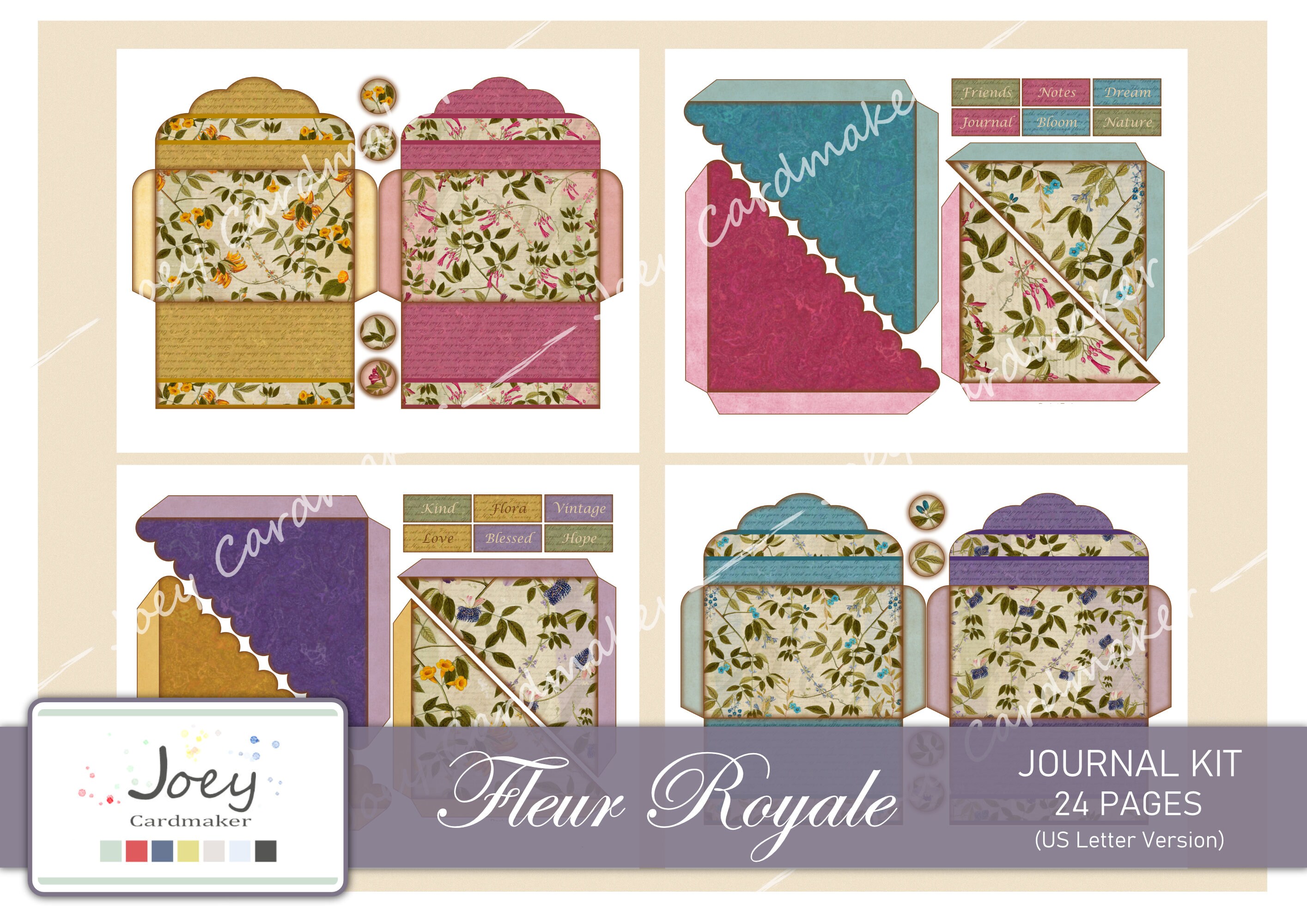 Fleur Royale Vintage Digital Journal Kit US LETTER VERSION - Etsy