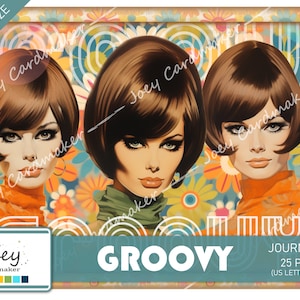 GROOVY - Kit de diario digital retro de los años 60 – US LETTER