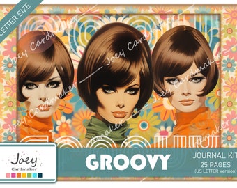 GROOVY - 1960s Retro digital journal kit  – US LETTER