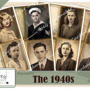 Retratos: Década de 1940 - Kit Digital Vintage Ephemera