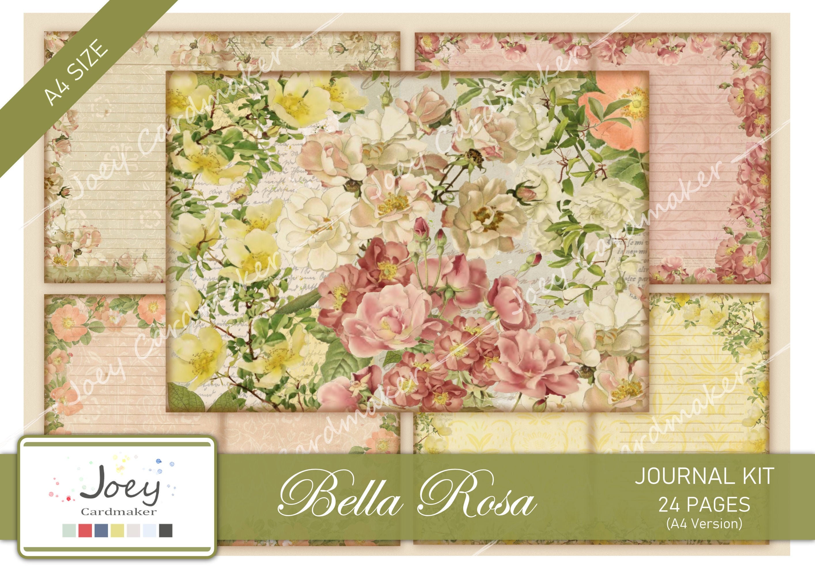 Bella Rosa, Vintage Digital Journal Kit – A4 VERSION - Etsy
