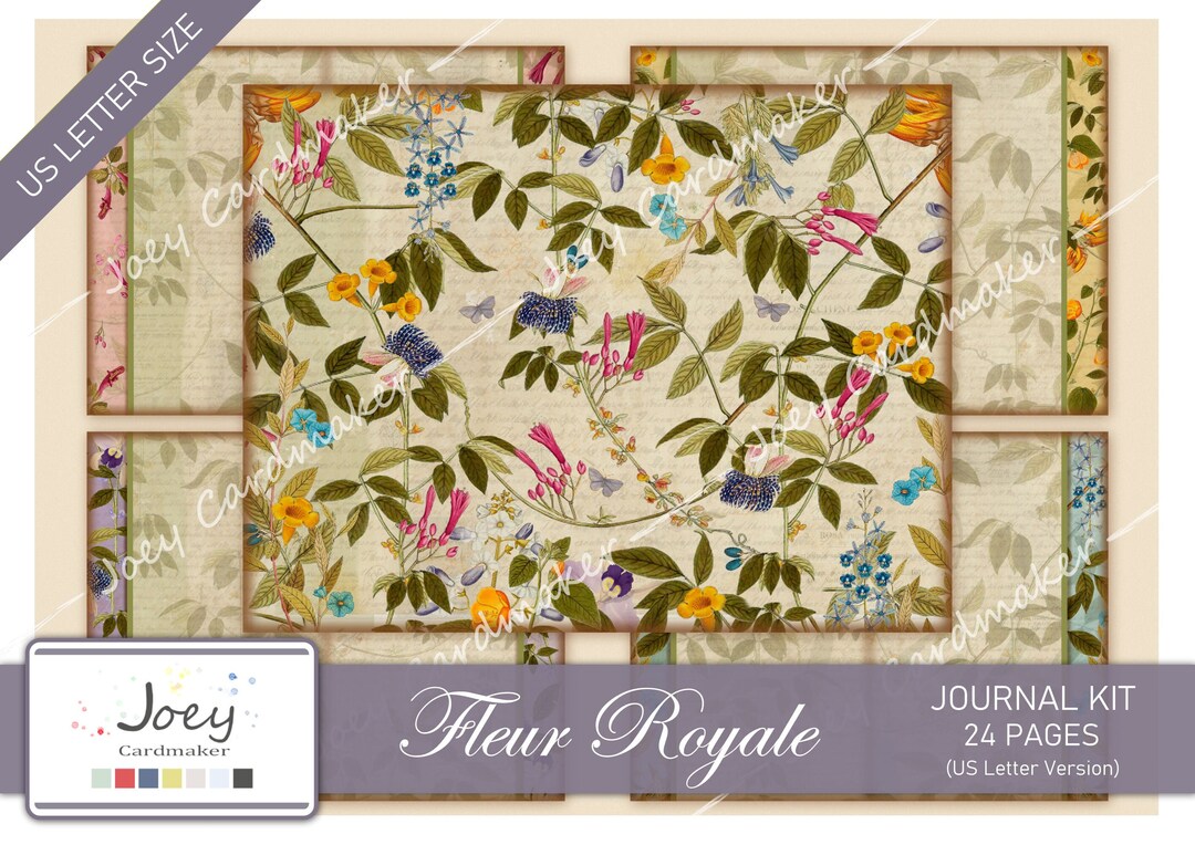 Fleur Royale, Vintage Digital Journal Kit – US LETTER VERSION - Etsy