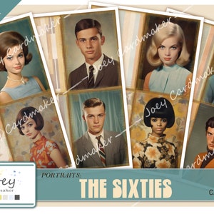 Retratos: Anos 60 - Kit Digital Vintage Ephemera