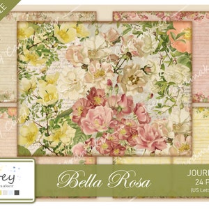 Bella Rosa, Kit de diário digital vintage - VERSÃO EM CARTA DOS EUA