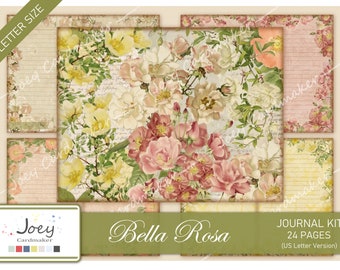 Bella Rosa, Vintage Digital Journal Kit – US LETTER VERSION