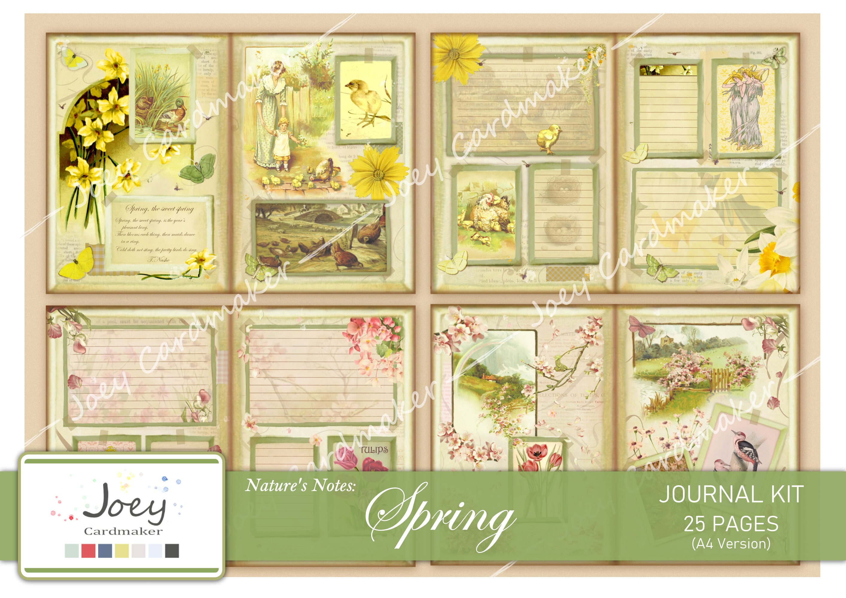 Nature's Notes: Spring - Vintage Digital Journal Kit – A4 VERSION - Etsy
