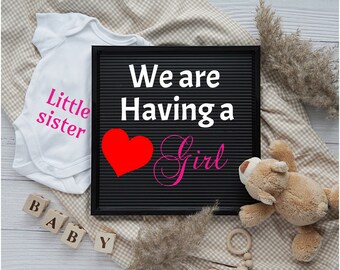 Baby Girl Announcement Digital, Girl Digital Pregnancy Announcement para redes sociales, Facebook, Instagram, Baby Girl Reveal Digital