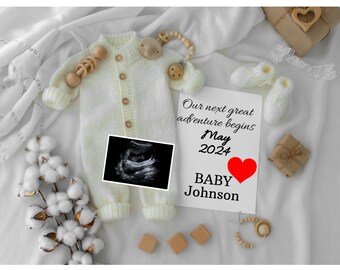 Neutral Pregnancy Announcement Digital | Boho Baby Announcement | Social Media Facebook Instagram | Editable Template | Our Next Adventure