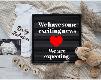 Digital Pregnancy Announcement - Instant Download Baby announcement - Pregnancy Reveal -Gender Neutral Editable Letterboard for Social Media