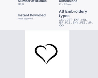 Diseños de bordado de corazón abierto Descarga instantánea Todos los formatos, Archivo de bordado de máquina, Archivo de bordado de corazón