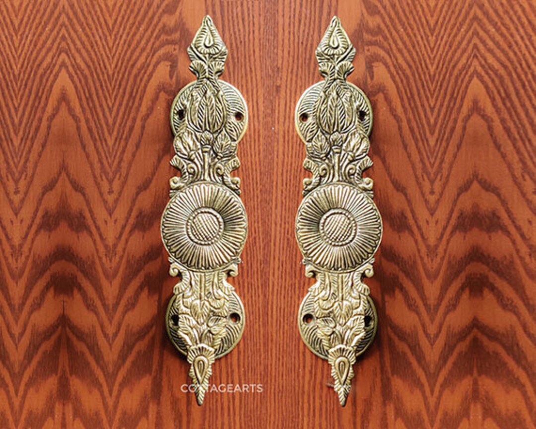 Brass Flower Door Handle Handmade gift Item Door Handle Etsy