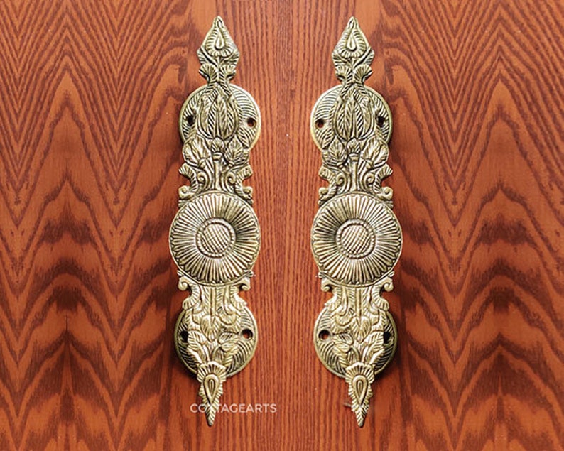 Brass Flower Door Handle Handmade gift Item Door Handle Etsy