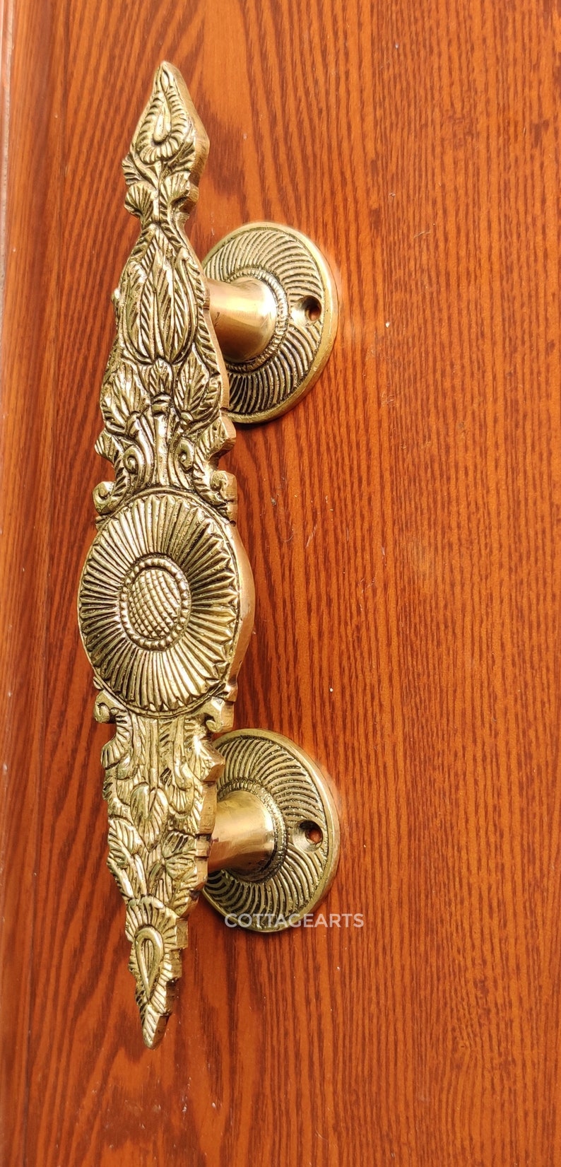 Brass Flower Door Handle Handmade gift Item Door Handle Etsy