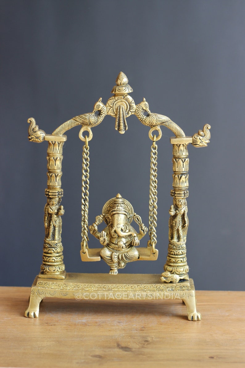 Brass Ganesh on Swing 12 Ganesha Statue Home Etsy