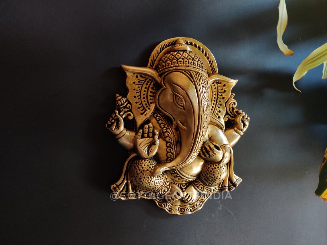 Brass Ganesha Wall Decor Etsy