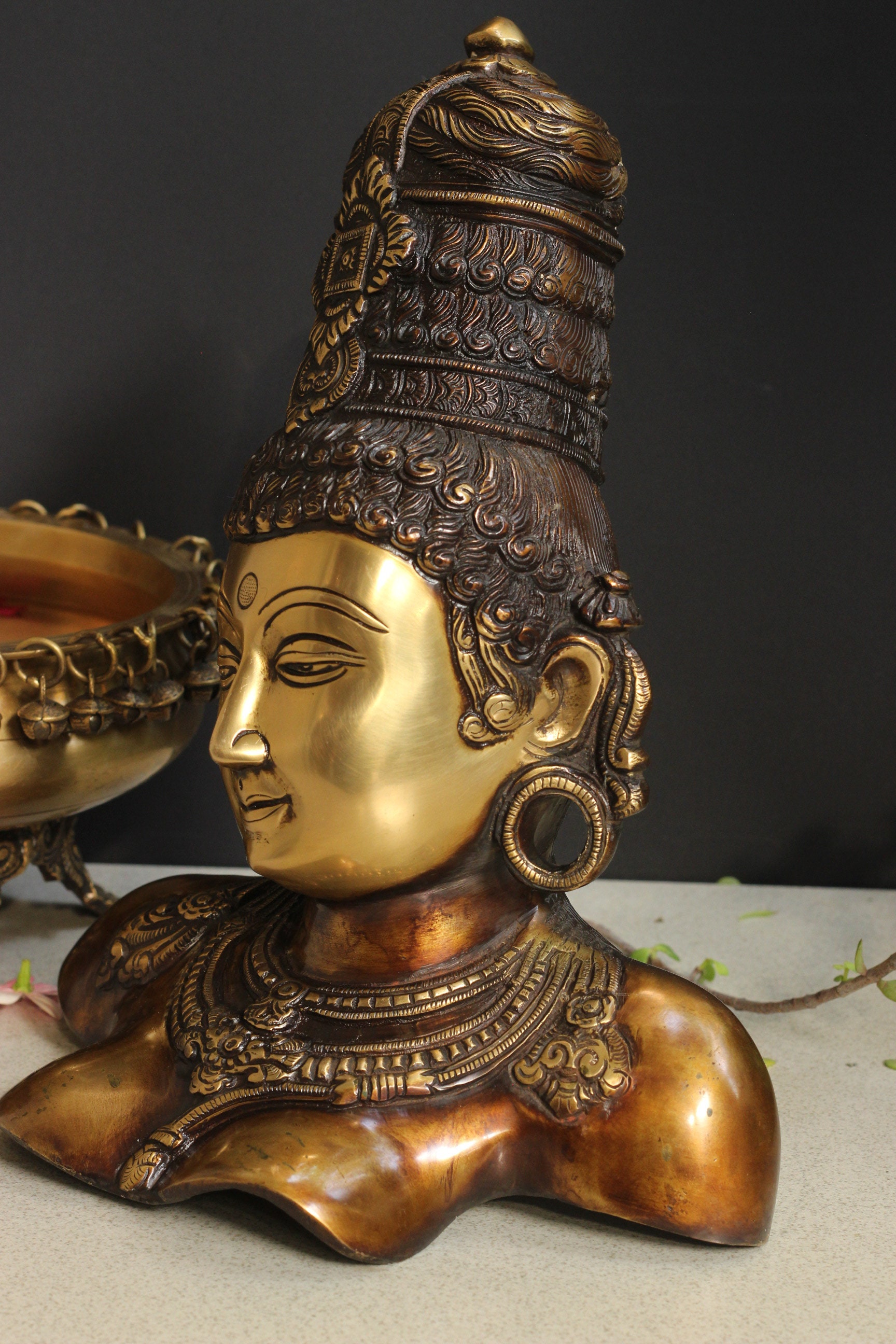 Brass Parvati Bust 12'' Brass Statue Hindu Goddess Etsy