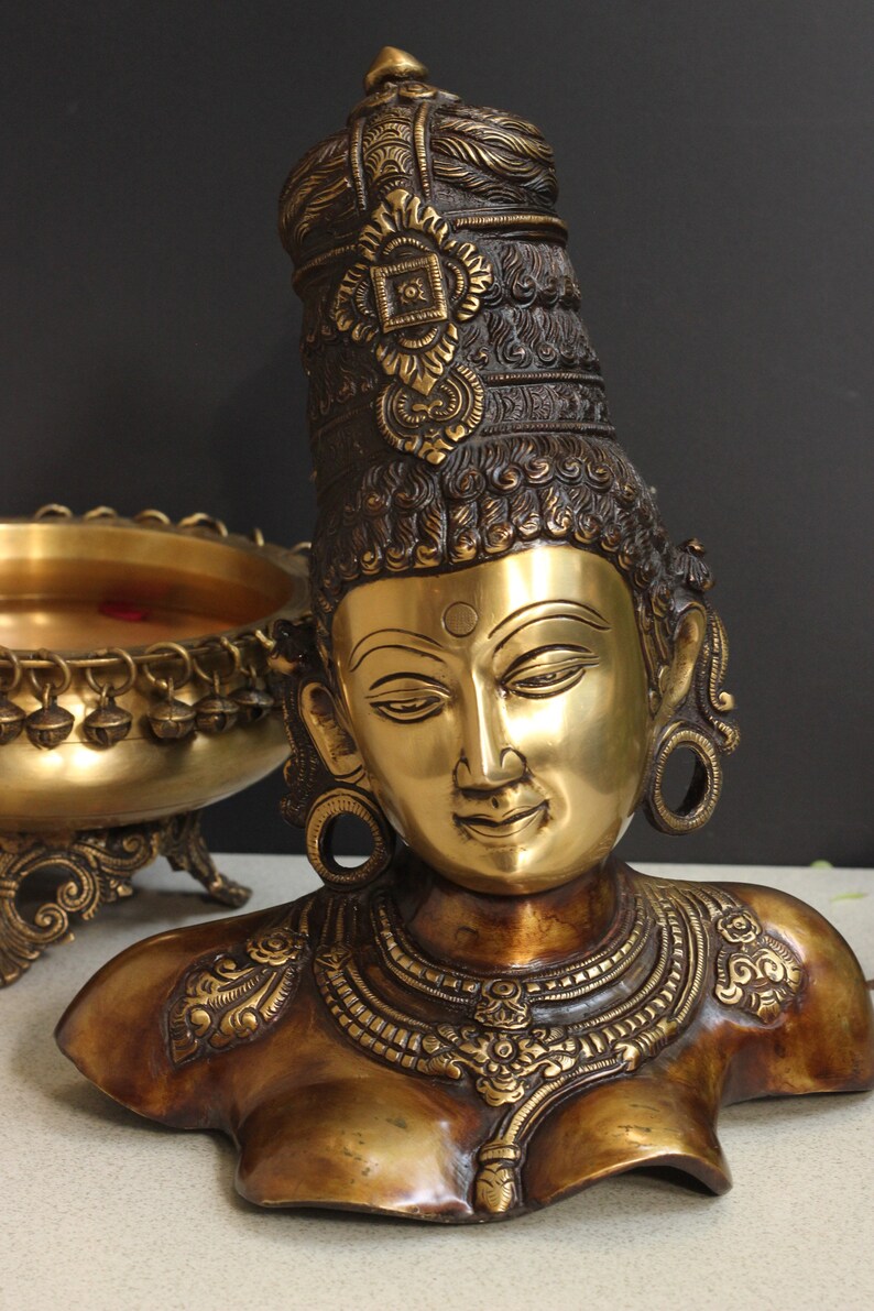 Brass Parvati Bust 12'' Brass Statue Hindu Goddess Etsy