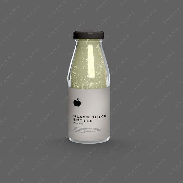 Juice Glass Crystal Bottle Label  Mockup Minimal Mockup Easy Editable Photoshop Mockup modern aesthetic designers packaging soda bottle