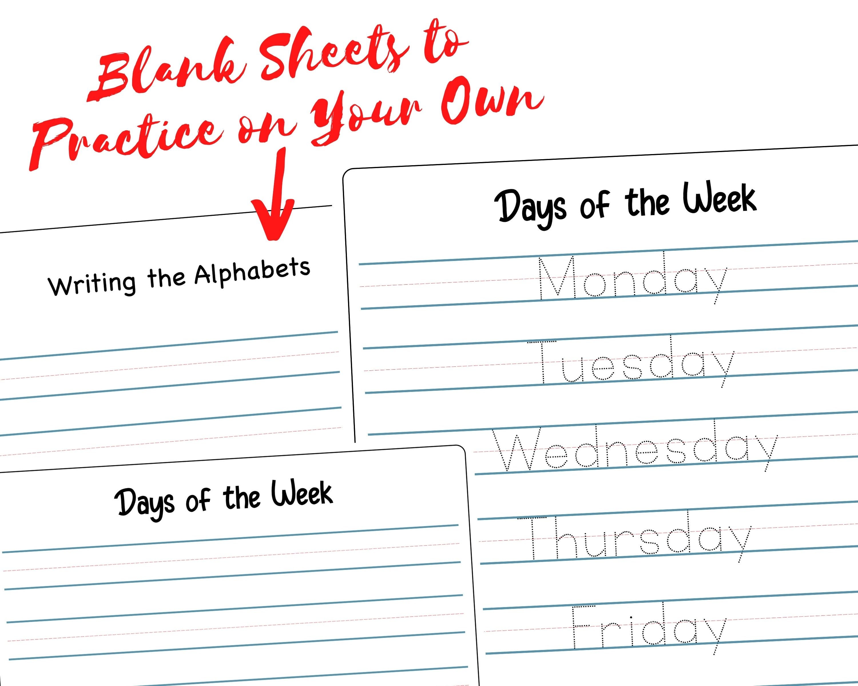 Printable Handwriting Worksheets for Kids(alphabet, Numbers, Days of ...