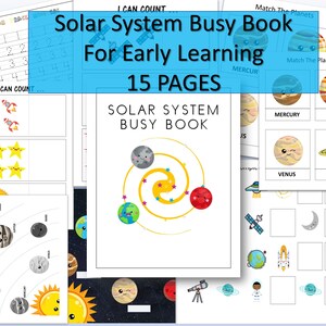 Solar System Busy Book, Busy Book Printable, Solar System Printable, Preschool Science,Planet Matching Preschool Activity,System Busy Binder