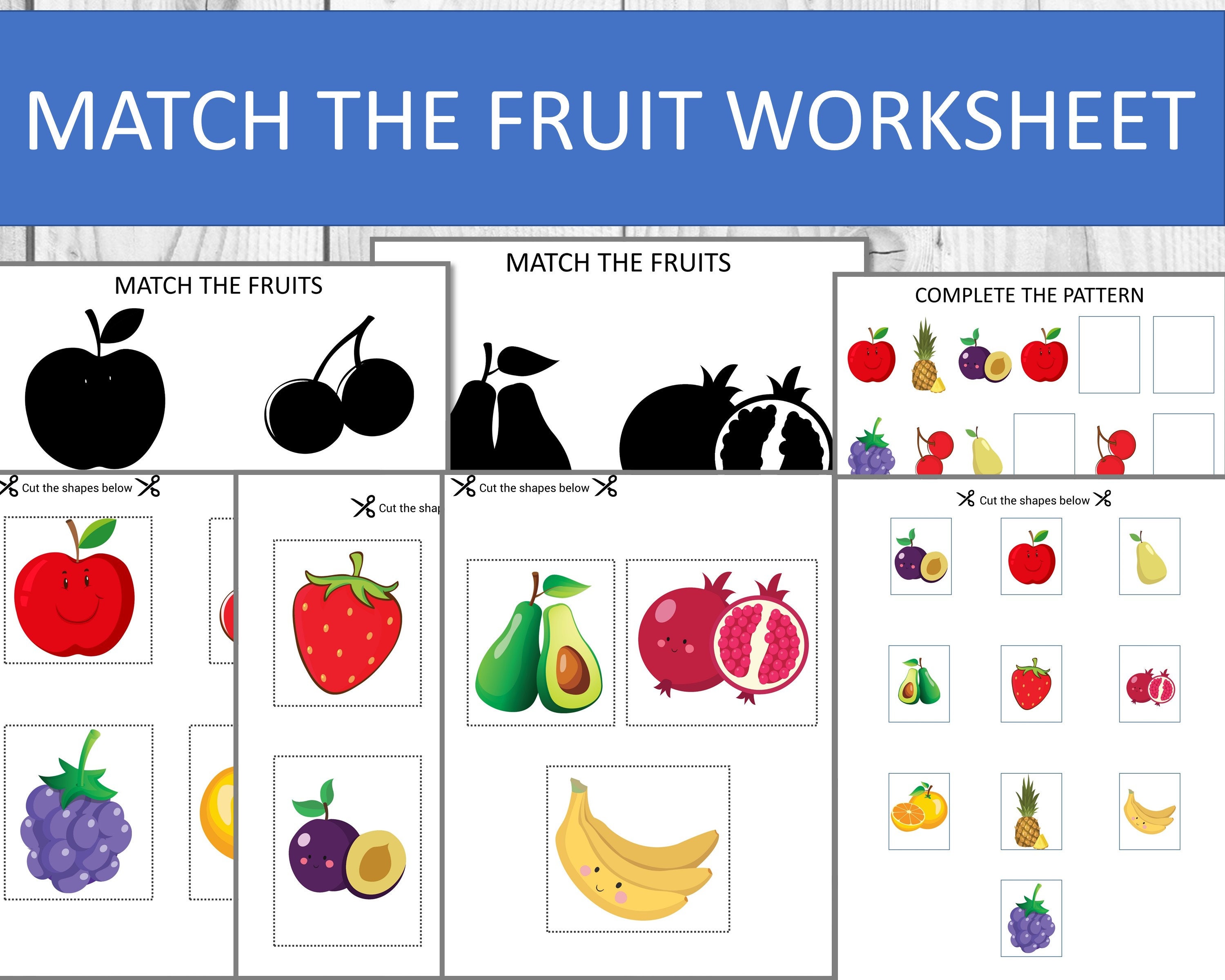 Match the Fruit Worksheet Fruit Matching Game Toddler Fruit Etsy