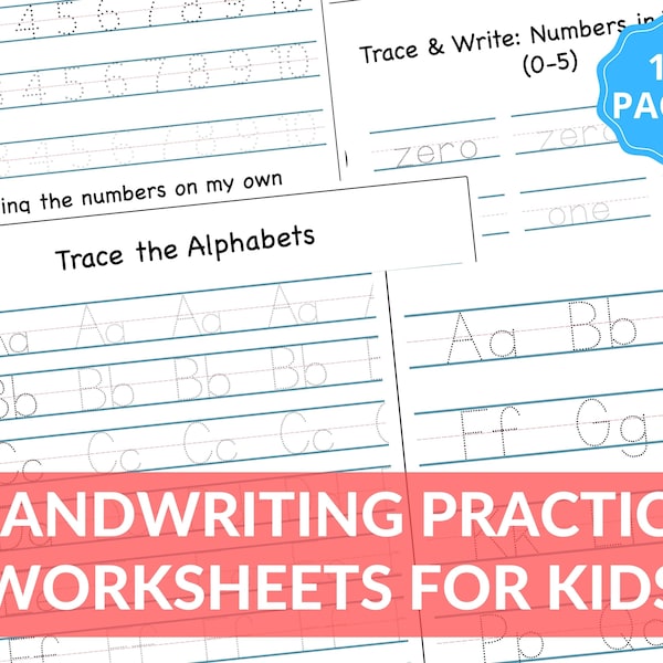 Printable Handwriting Worksheets for Kids(Alphabet, Numbers, Days of the Week)*For Preschool,Pre-K,Kindergarten Kids, Homeschool Activities