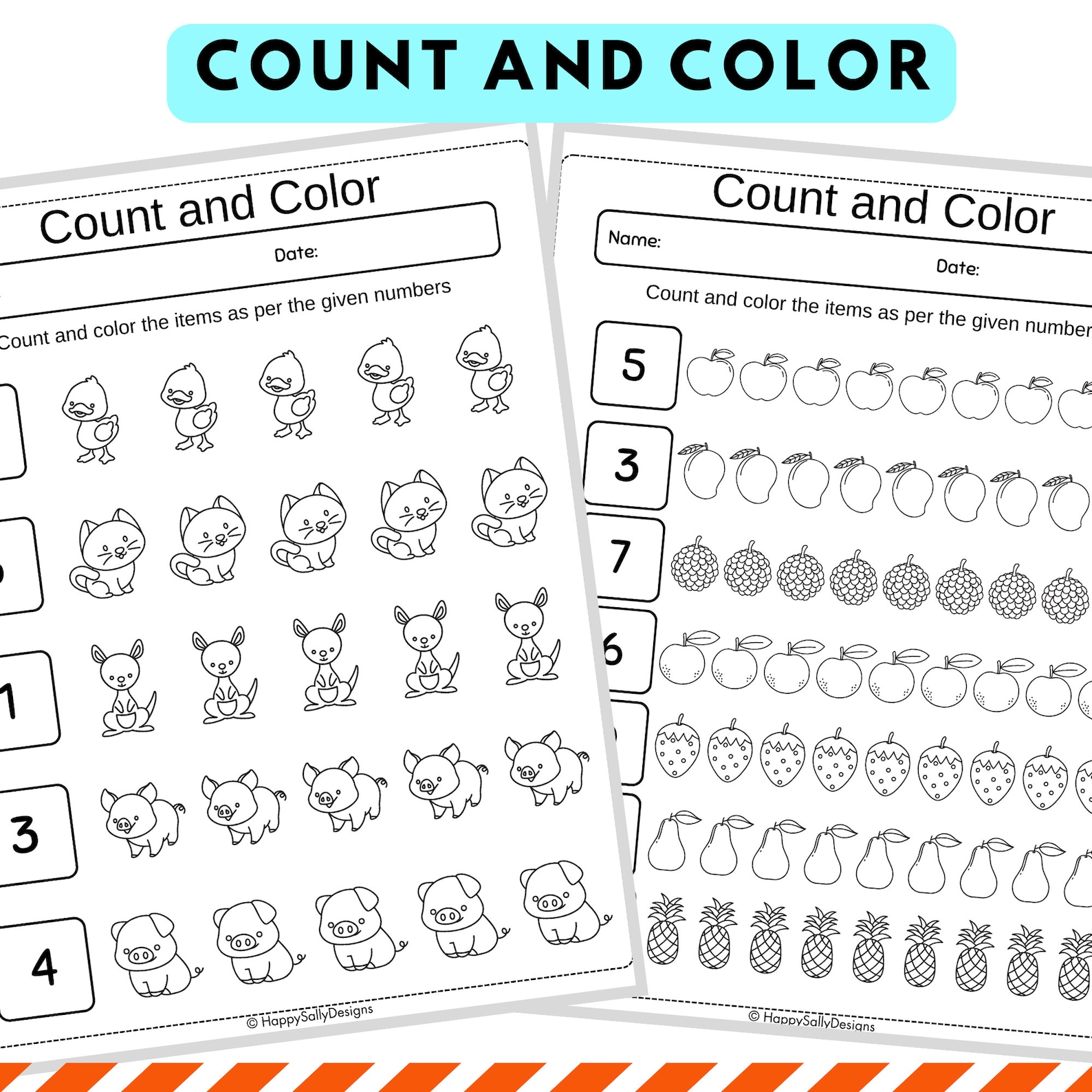 Counting Worksheet, Printable Kindergarten Math Workshee ,count Number ...
