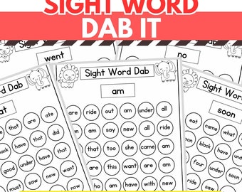 Sicht Wörter für Kindergarten, Grundbegriffe Sicht Wörter, Dolch Wörter, Wortspiele Sicht, Dab It, Sicht Wort Arbeitsblatt, zum Ausdrucken, Übungsaktivitäten