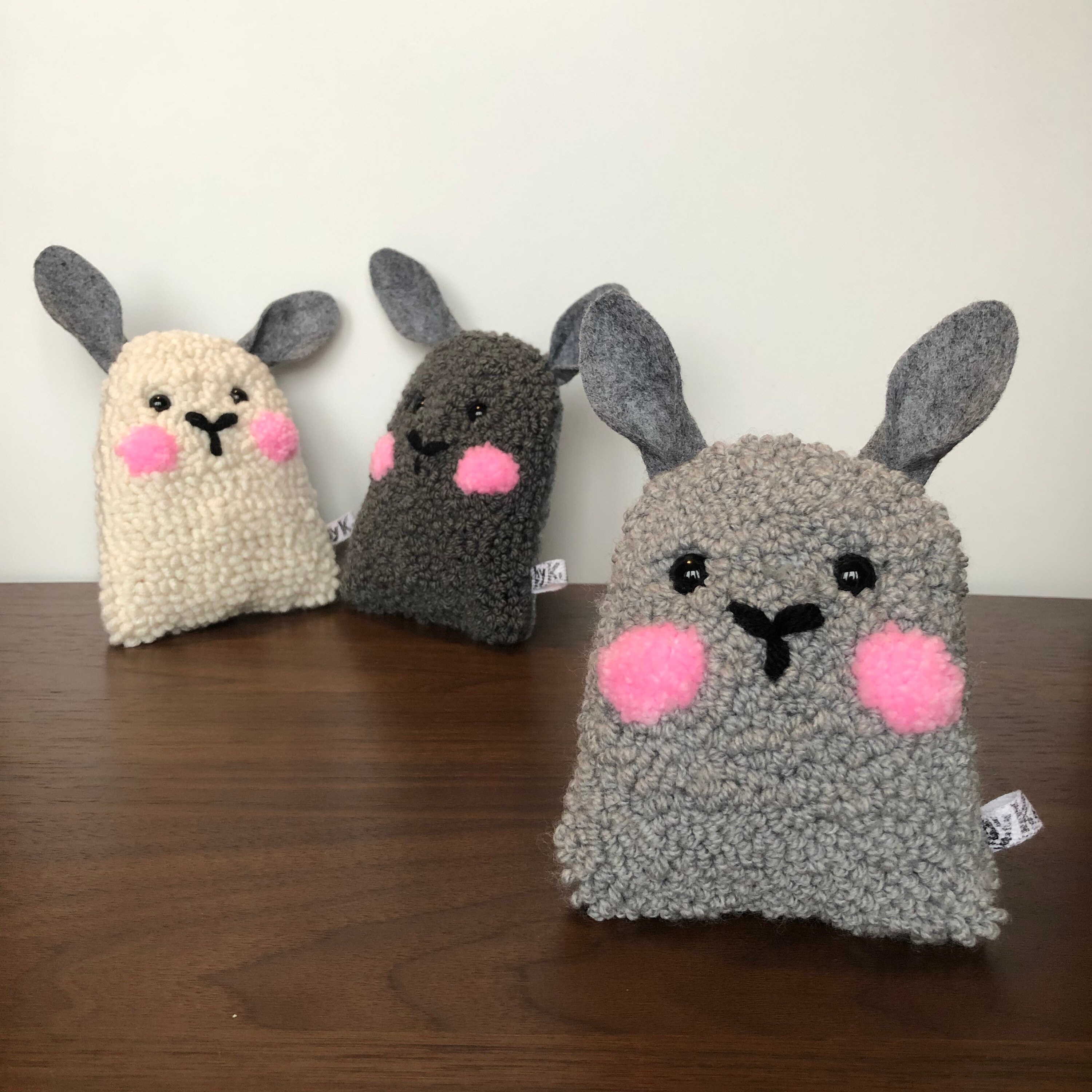 Bunny free standing stuffed animal handmade punch needle Etsy