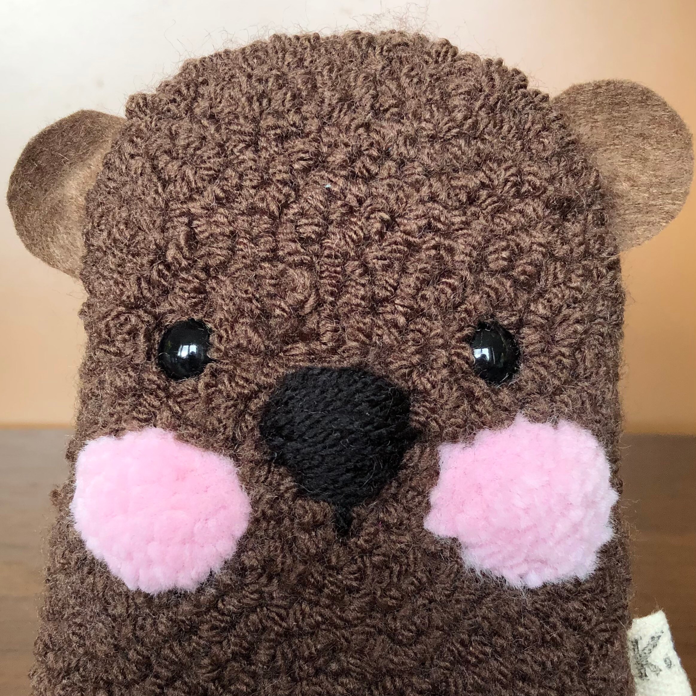 Bear handmade stuffed animal punch needle cushion yarn Etsy