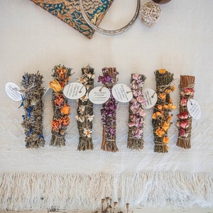 Herbs & Flowers Smudge Sticks - Witchcraft Supplies, Magick, Spellcasting, Pagan Altar, Book of Shadows, Ritual Crafts, Gift